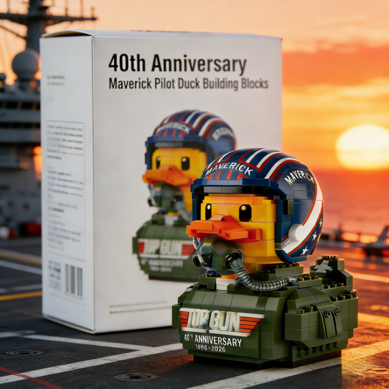 Maverick Pilot Duck Brick Building Set – 40th Anniversary Fighter Pilot Collectible Display Model