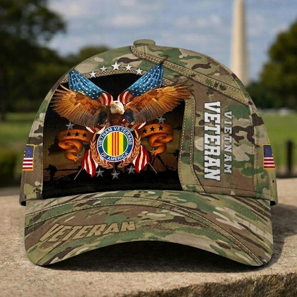 Vietnam Veteran Camo Baseball Cap, Eagle & Vietnam Veterans Heritage Hat